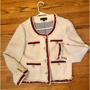 J.Crew Classic Off White Fringe Jacket Size 10